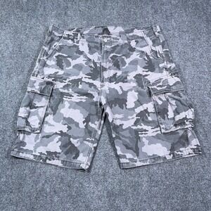 VTG Y2K Levi's Cargo Shorts Mens 40 Camo Print Cotton Grey Baggy Skater Grunge